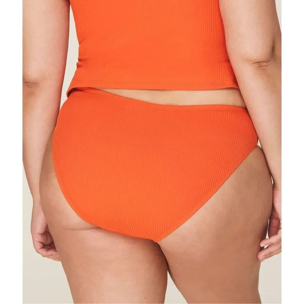 Andie Swim The Classic Bikini Rib Bottom in Siren Orange Ribbed Knit Size XL NWT